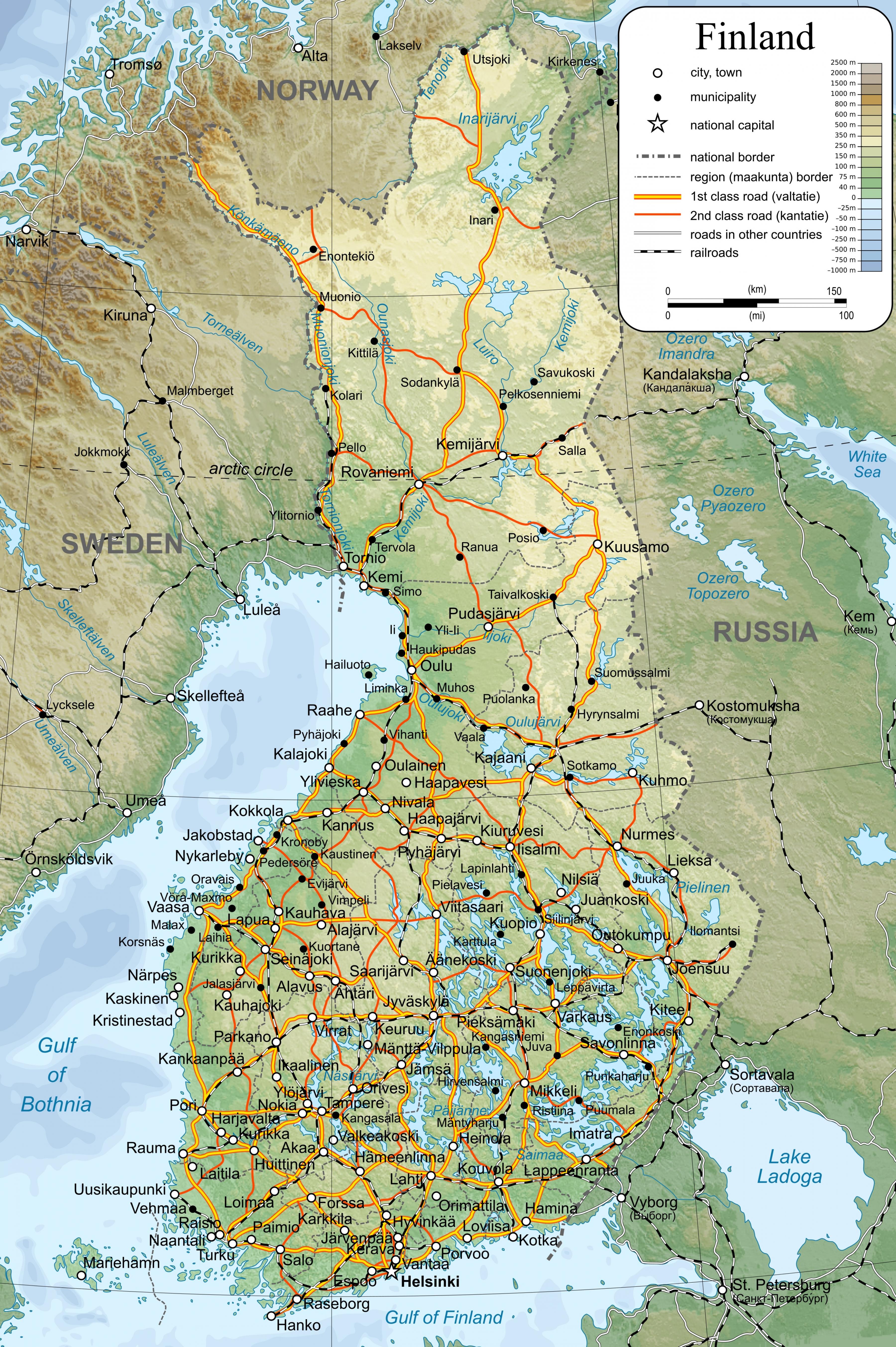 kart over finland Detaljert Kart Over Finland Kart For Detaljert Kart Finland Northern Europe Europe kart over finland