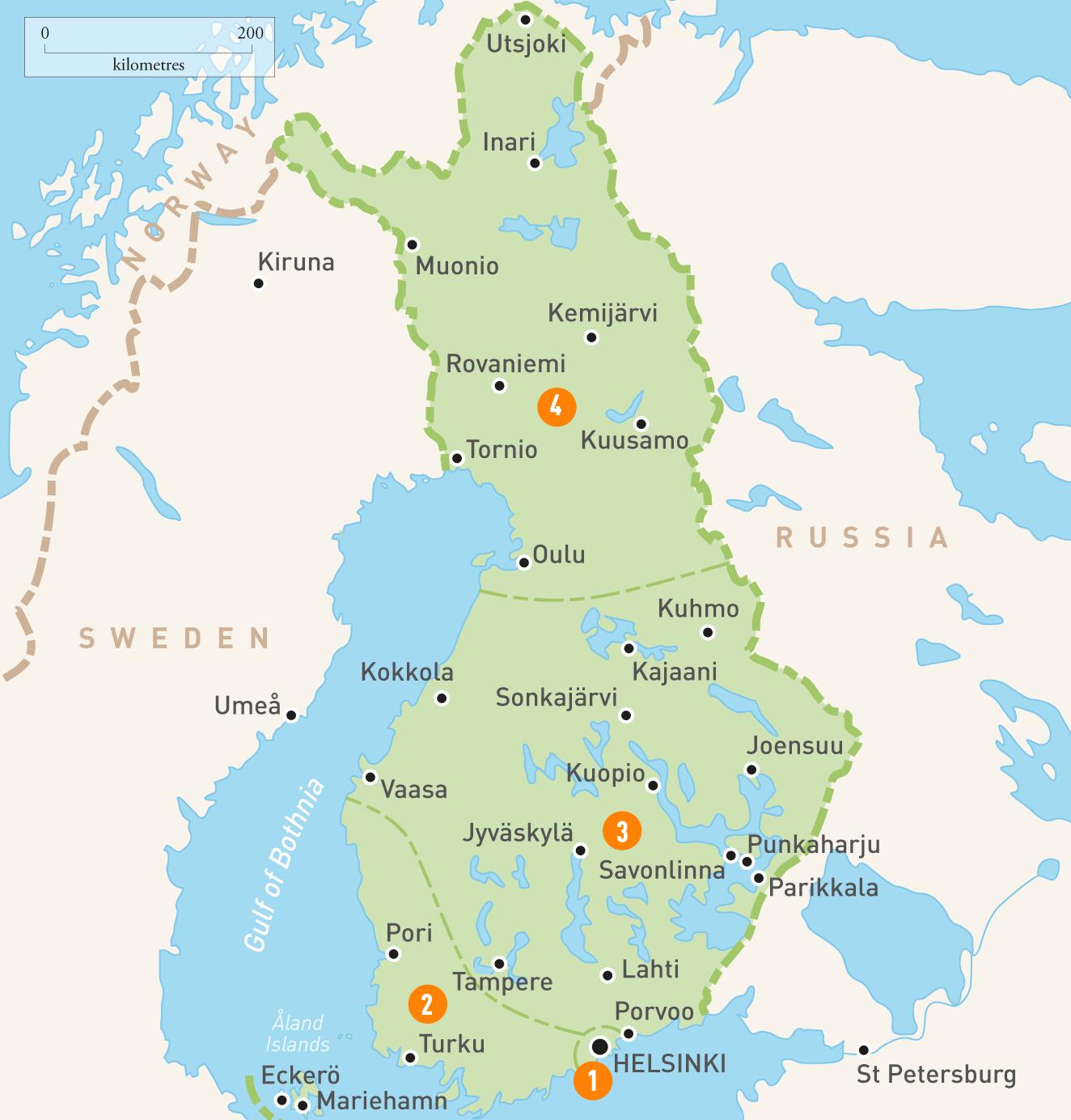 Finland innsjøer kart - Kart over Finland innsjøer (Northern-Europe