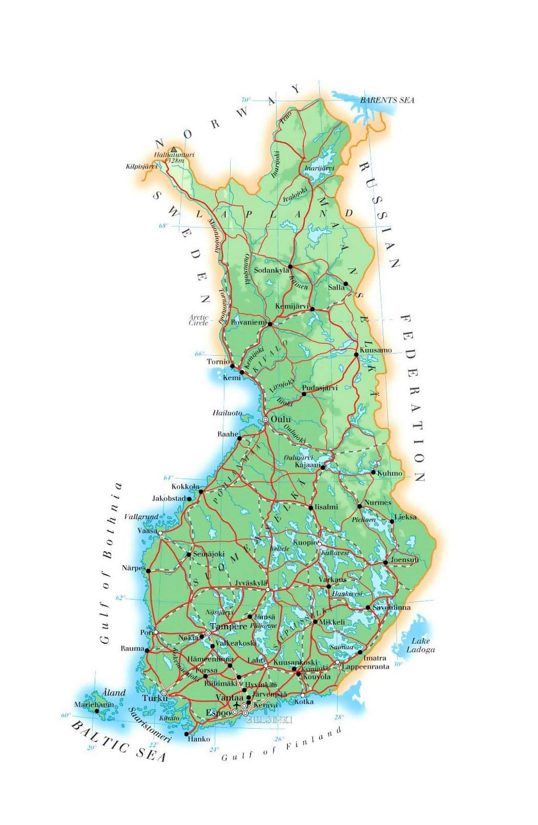 Kart over Finland høyde