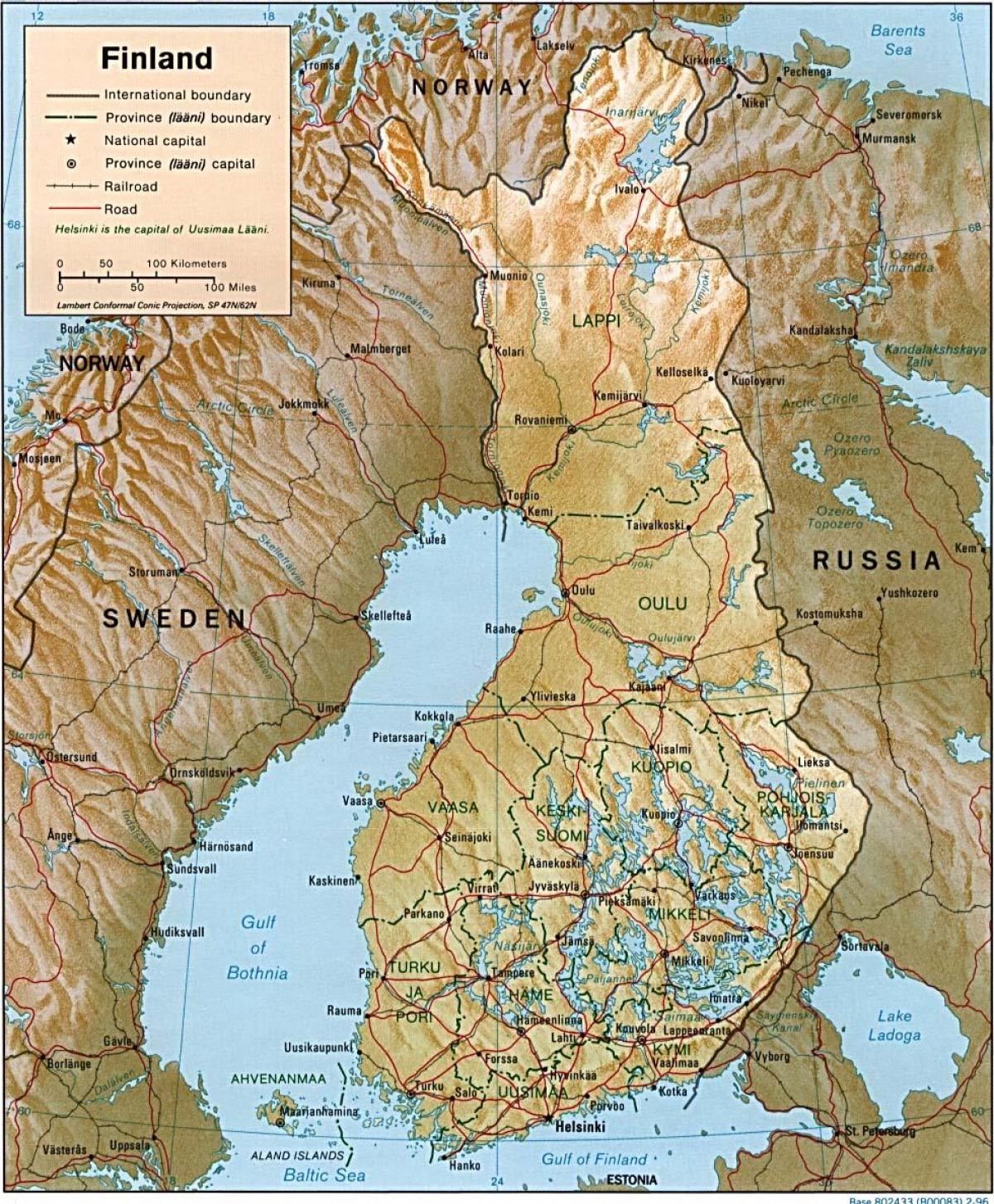 Kart over Finland topografiske