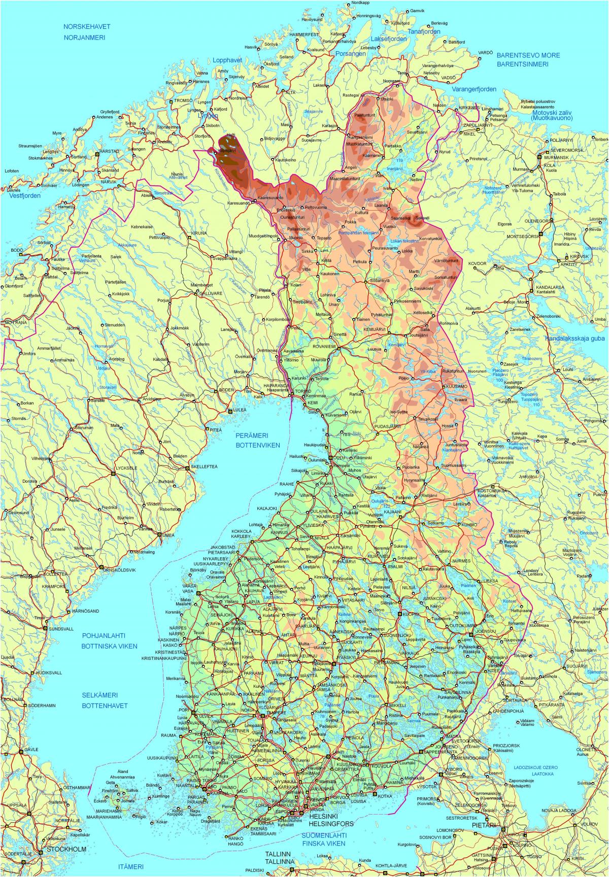 Kart over Finland veien