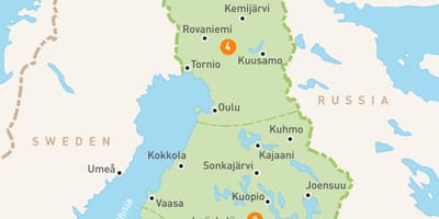 Kart over Finland innsjøer